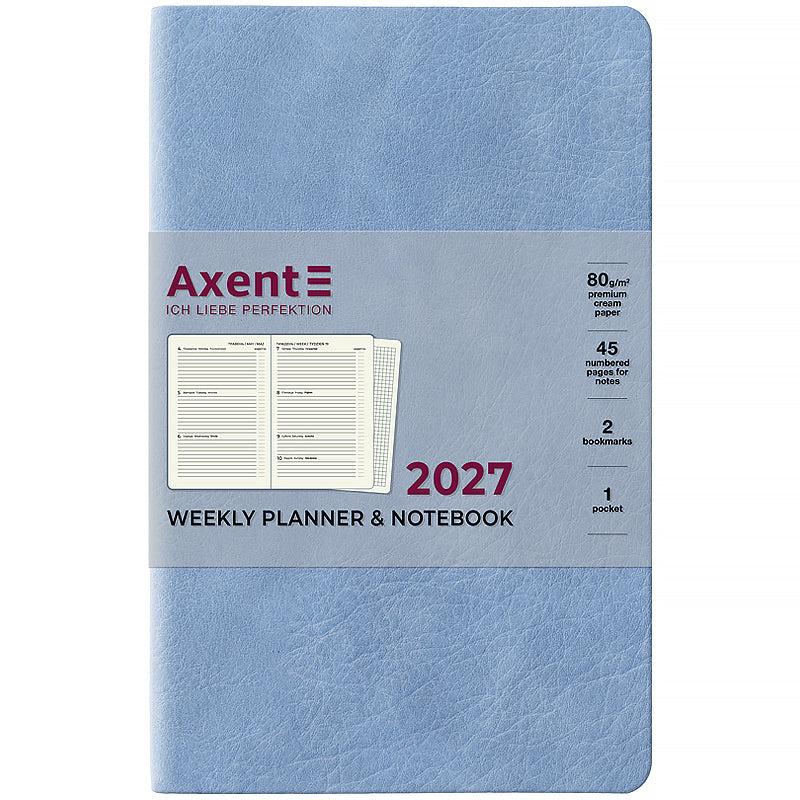 Еженедельник 2027 Axent Partner Soft Cloud 8537-27-5-A, 125*195, голубой