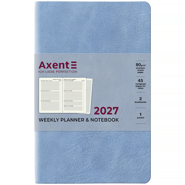 Еженедельник 2027 Axent Partner Soft Cloud 8537-27-5-A, 125*195, голубой