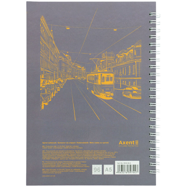 Блокнот на спiралi Axent 8032-46-A, A5, 96 аркушів, клітинка, тверда обкладинка
