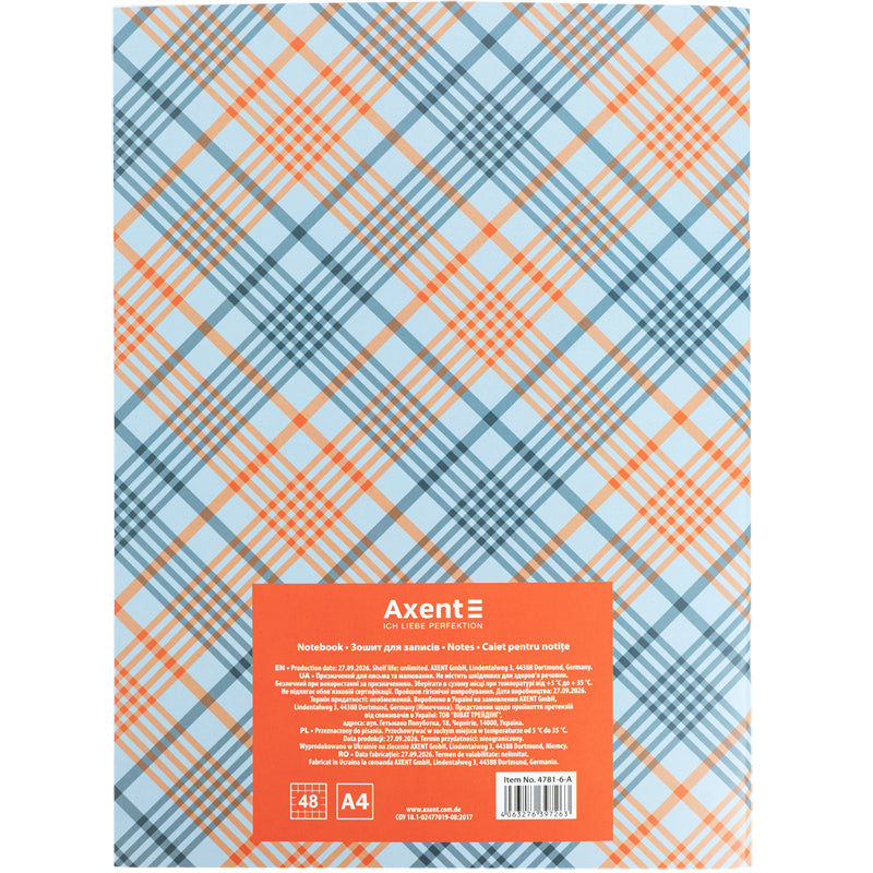 Зошит для записів Axent  4781-6-A, А4, 48 аркушів, клітинка,College 4