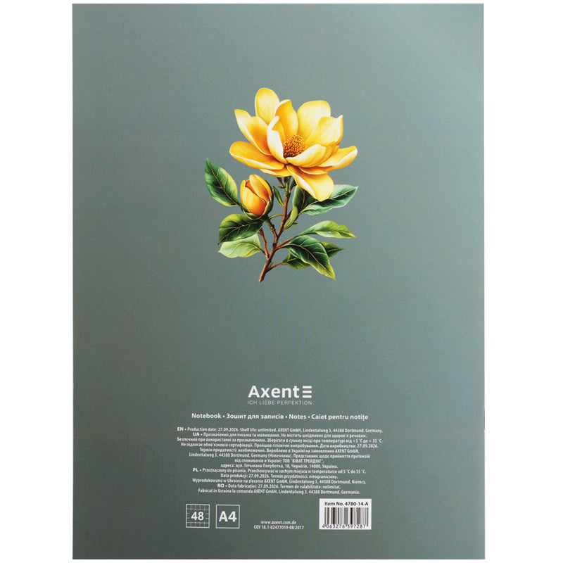 Зошит для записів Axent  4780-14-A, А4, 48 аркушів, клітинка, Bloom 2