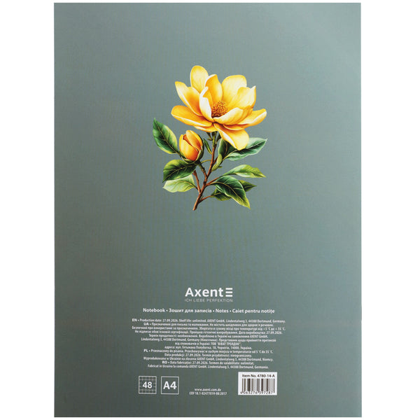 Зошит для записів Axent  4780-14-A, А4, 48 аркушів, клітинка, Bloom 2
