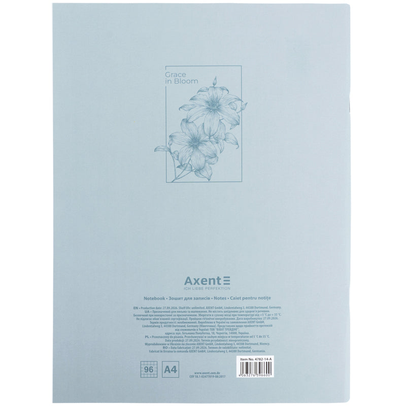 Зошит для записів Axent 4782-14-A, А4, 96 аркушів, клітинка, Grace in bloom