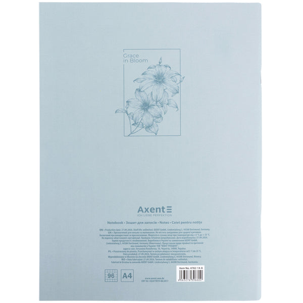 Зошит для записів Axent 4782-14-A, А4, 96 аркушів, клітинка, Grace in bloom
