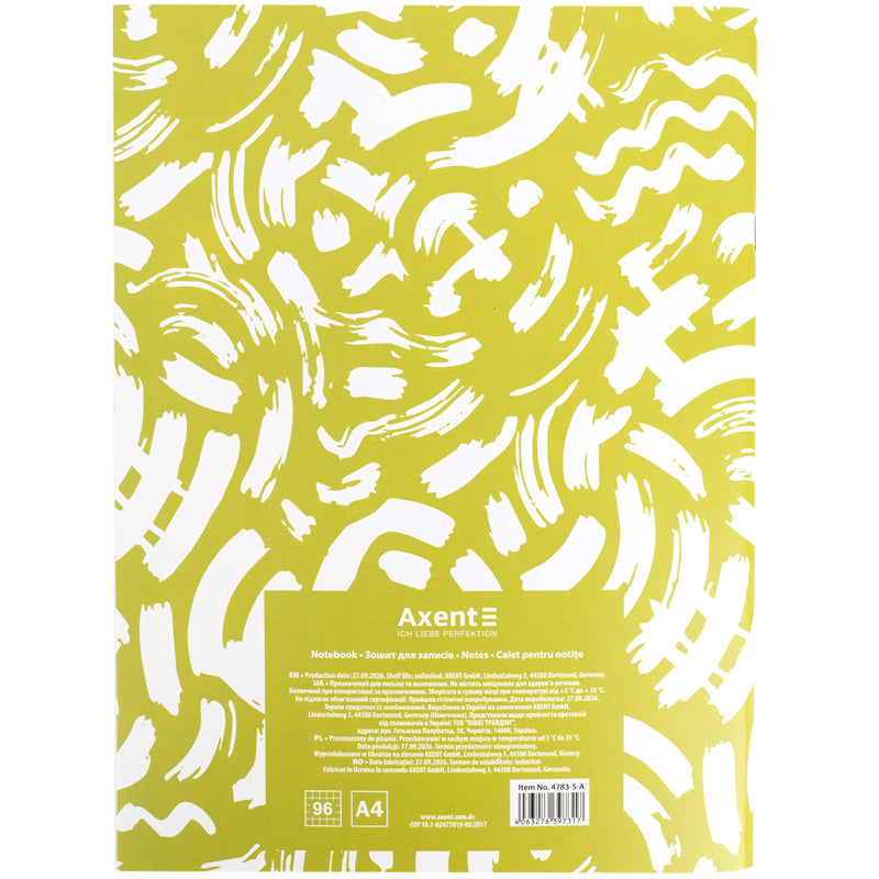 Зошит для записів Axent 4783-5-A, А4, 96 аркушів, клітинка, Canvas 3