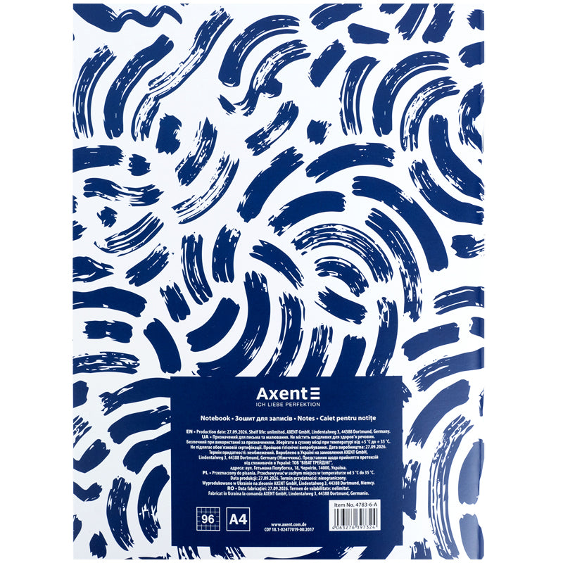 Зошит для записів Axent 4783-6-A, А4, 96 аркушів, клітинка, Canvas 4