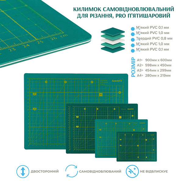 Коврик самовосстанавливающийся для резки Axent Pro 7904-A, А1, пятислойный