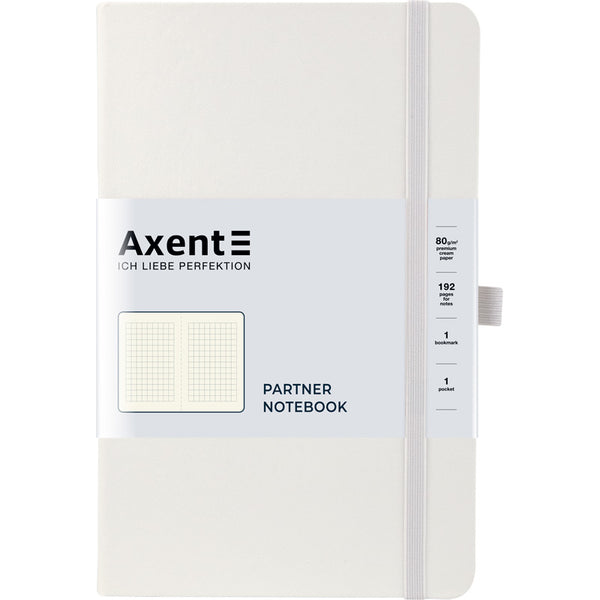Книга записная Axent Partner 8201-21-A, A5-, 125x195 мм, 96 листов, клетка, твердая обложка, белая