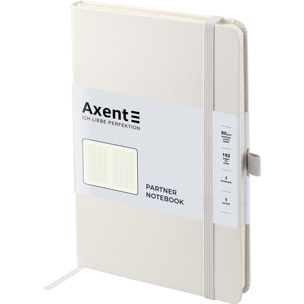 Книга записная Axent Partner 8201-21-A, A5-, 125x195 мм, 96 листов, клетка, твердая обложка, белая
