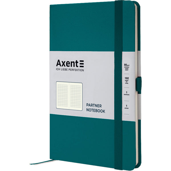 Книга записная Axent Partner 8201-31-A, A5-, 125x195 мм, 96 листов, клетка, твердая обложка, малахитовая