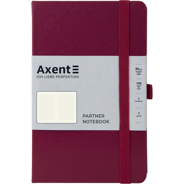 Книга записная Axent Partner 8201-46-A, A5-, 125x195 мм, 96 листов, клетка, твердая обложка, винная