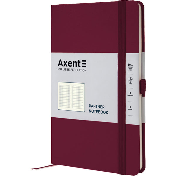 Книга записная Axent Partner 8201-46-A, A5-, 125x195 мм, 96 листов, клетка, твердая обложка, винная