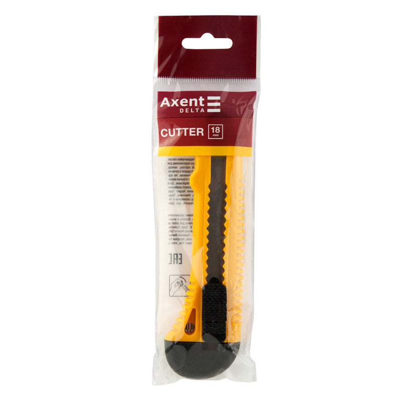 Nóż do papieru Delta D6622-02, metalowe prowadnice, 18 mm, żółty